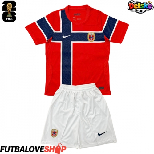 Dres Nórsko Domáci pre deti MS 2026 Krátky Rukáv (+ trenírky)